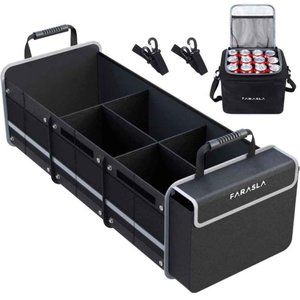 Farasla Waterproof Trunk Organizer with Insulated Leakproof Cooler Bag, Foldable